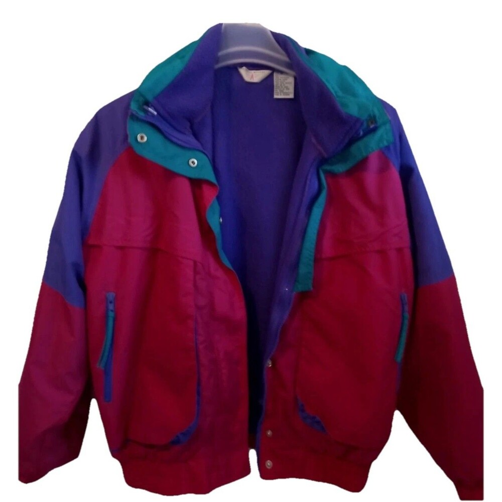 American Weekend Women’s Jacket Coat W/ Zip Out Lining Windbreak Multicolor EUC